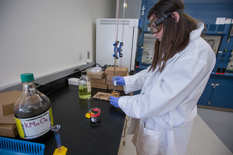 student working in a lab